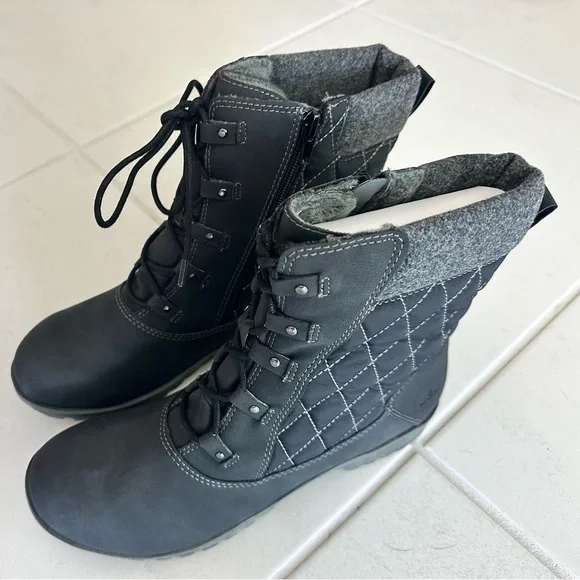 NIB. JBU BY JAMBU Summit Waterproof Boot Shoes Black 9W Lace up W Zipper - Picture 2 of 9